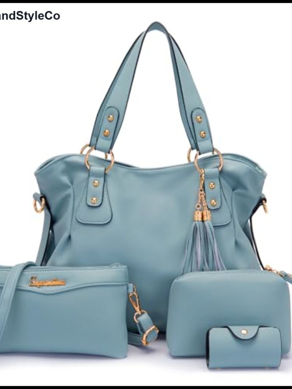Women's Hobo Tote Bag Set of 4 Faux Leather Vegan Handbag Purse